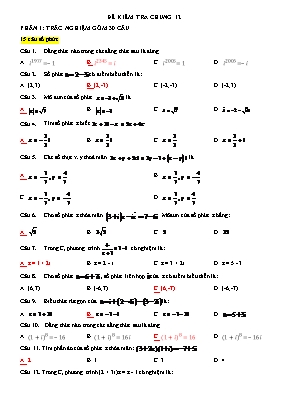 Đề kiểm tra chung môn Toán 12